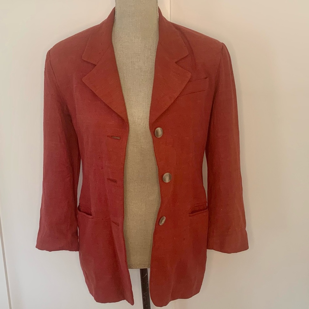 Vintage 90’s brick red Ann Taylor silk blazer with